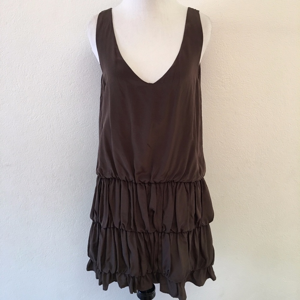 Corey Lynn Calter Silk Brown Bubble Dress Size 6